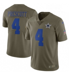 Youth Nike Dallas Cowboys 4 Dak Prescott Limited Olive 2017 Salute to Service NFL Jersey