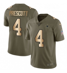 Youth Nike Dallas Cowboys 4 Dak Prescott Limited OliveGold 2017 Salute to Service NFL Jersey