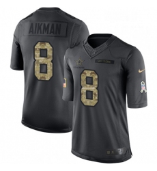 Youth Nike Dallas Cowboys 8 Troy Aikman Limited Black 2016 Salute to Service NFL Jersey