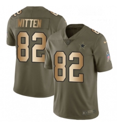 Youth Nike Dallas Cowboys 82 Jason Witten Limited OliveGold 2017 Salute to Service NFL Jersey