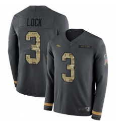 Broncos 3 Drew Lock Anthracite Salute to Service Men Stitched Football Limited Therma Long Sleeve Jersey