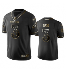 Broncos 3 Drew Lock Black Men Stitched Football Limited Golden Edition Jersey