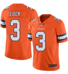 Broncos 3 Drew Lock Orange Men Stitched Football Limited Rush Jersey
