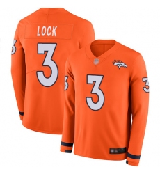 Broncos 3 Drew Lock Orange Team Color Men Stitched Football Limited Therma Long Sleeve Jersey