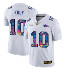 Denver Broncos 10 Jerry Jeudy Men White Nike Multi Color 2020 NFL Crucial Catch Limited NFL Jersey