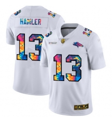 Denver Broncos 13 KJ Hamler Men White Nike Multi Color 2020 NFL Crucial Catch Limited NFL Jersey