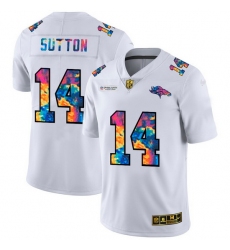 Denver Broncos 14 Courtland Sutton Men White Nike Multi Color 2020 NFL Crucial Catch Limited NFL Jersey