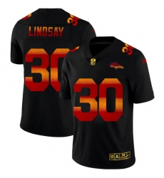 Denver Broncos 30 Phillip Lindsay Men Black Nike Red Orange Stripe Vapor Limited NFL Jersey