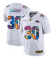 Denver Broncos 30 Phillip Lindsay Men White Nike Multi Color 2020 NFL Crucial Catch Limited NFL Jersey