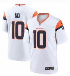 Men Denver Broncos 10 Bo Nix White 2024 Draft F U S E Vapor Limited Stitched Football Jersey