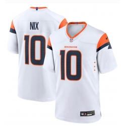 Men Denver Broncos 10 Bo Nix White 2024 Draft F U S E Vapor Limited Stitched Football Jersey