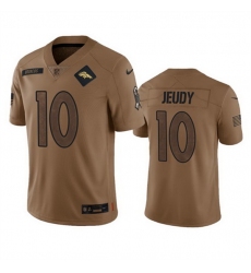 Men Denver Broncos 10 Jerry Jeudy 2023 Brown Salute To Service Limited Stitched Football Jersey