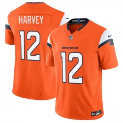 Men Denver Broncos 12 RJ Harvey Orange 2025 F U S E  Vapor Limited Stitched Football Jersey