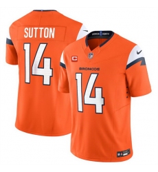 Men Denver Broncos 14 Courtland Sutton Orange 2024 F U S E  With 4 Star C Patch Vapor Limited Stitched Football Jersey