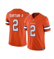 Men Denver Broncos 2 Pat Surtain II Orange 2023 F U S E  Vapor Untouchable Stitched Jersey