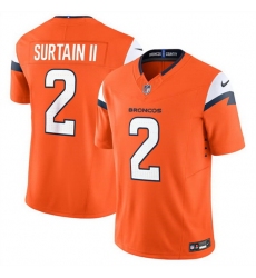 Men Denver Broncos 2 Pat Surtain II Orange 2024 F U S E  Vapor Limited Stitched Football Jersey