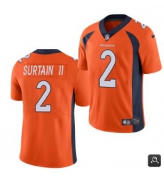 Men Denver Broncos #2 Patrick Surtain II 2021 NFL Draft Orange Vapor Untouchable Limited Stitched Jersey