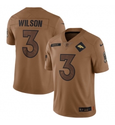 Men Denver Broncos 3 Russell Wilson 2023 Brown Salute To Service Limited Stitched Football Jersey