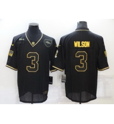 Men Denver Broncos 3 Russell Wilson Black Gold Salute To Service Limited Stitched jersey