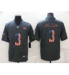 Men Denver Broncos 3 Russell Wilson Grey Salute To Service USA Flag Fashion Limited Stitched jersey