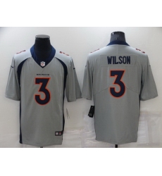 Men Denver Broncos 3 Russell Wilson Grey Stitched jersey