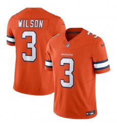 Men Denver Broncos 3 Russell Wilson Orange 2023 F.U.S.E. Vapor Untouchable Stitched Jersey