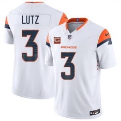 Men Denver Broncos 3 Wil Lutz White 2025 F U S E  With 2 Star C Patch Vapor Limited Stitched Football Jersey