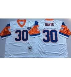 Men Denver Broncos 30 Terrell Davis White M&N Throwback Jersey