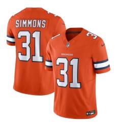 Men Denver Broncos 31 Justin Simmons Orange 2023 F U S E  Vapor Untouchable Stitched Jersey