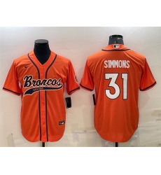 Men Denver Broncos 31 Justin Simmons Orange With Patch Cool Base Stitched Baseball Jersey