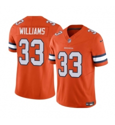 Men Denver Broncos 33 Javonte Williams Orange 2023 F U S E  Vapor Untouchable Stitched Jersey