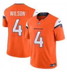 Men Denver Broncos 4 Zach Wilson Orange 2024 F U S E  Vapor Limited Stitched Football Jersey