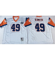 Men Denver Broncos 49 Dennis Smith White M&N Throwback Jersey