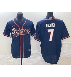 Men Denver Broncos 7 John Elway Navy Cool Base Stitched Baseball Jersey