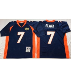 Men Denver Broncos 7 John Elway Navy M&N Throwback Jersey