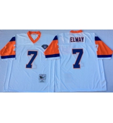 Men Denver Broncos 7 John Elway White M&N Throwback Jersey