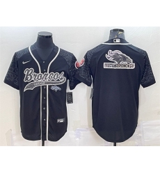 Men Denver Broncos Black Reflective Team Big Logo With Patch Cool Base Stitched Baseball Jersey
