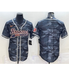 Men Denver Broncos Blank Grey Camo With Patch Cool Base Stitched Baseball Jersey