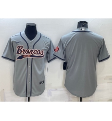 Men Denver Broncos Blank Grey With Patch Cool Base Stitched Baseball Jersey