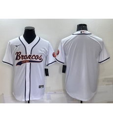 Men Denver Broncos Blank White Cool Base Stitched Baseball Jersey