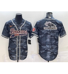 Men Denver Broncos Grey Camo Team Big Logo With Patch Cool Base Stitched Baseball Jersey