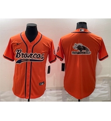 Men Denver Broncos Orange Team Big Logo With Patch Cool Base Stitched Baseb