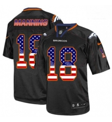 Men Nike Denver Broncos 18 Peyton Manning Elite Black USA Flag Fashion NFL Jersey