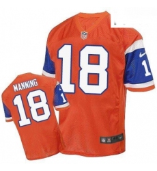 Men Nike Denver Broncos 18 Peyton Manning Elite Orange Throwback NFL Jersey