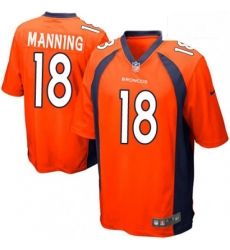 Men Nike Denver Broncos 18 Peyton Manning Game Orange Team Color NFL Jersey