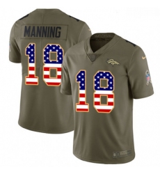 Men Nike Denver Broncos 18 Peyton Manning Limited OliveUSA Flag 2017 Salute to Service NFL Jersey
