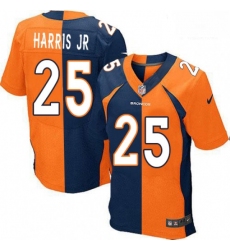Men Nike Denver Broncos 25 Chris Harris Jr Elite OrangeNavy Split Fashion NFL Jersey