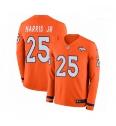 Men Nike Denver Broncos 25 Chris Harris Jr Limited Orange Therma Long Sleeve NFL Jersey