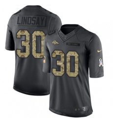Men Nike Denver Broncos 30 Phillip Lindsay Limited Black 2016 Salute to Service NFL Jersey