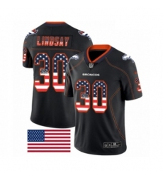 Men Nike Denver Broncos 30 Phillip Lindsay Limited Black Rush USA Flag NFL Jersey